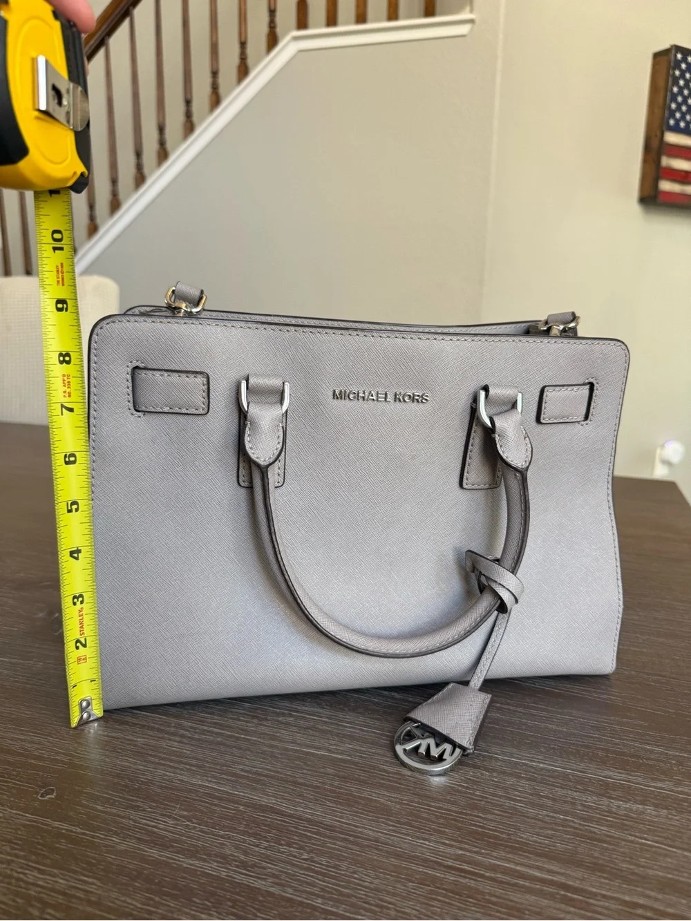 Michael Kors Women's Saffiano Leather Satchel Handbag - Grey